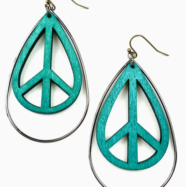 Earring Signs Colorful Peace Sign Teardrop Earrings | Bethel Woods Museum Store