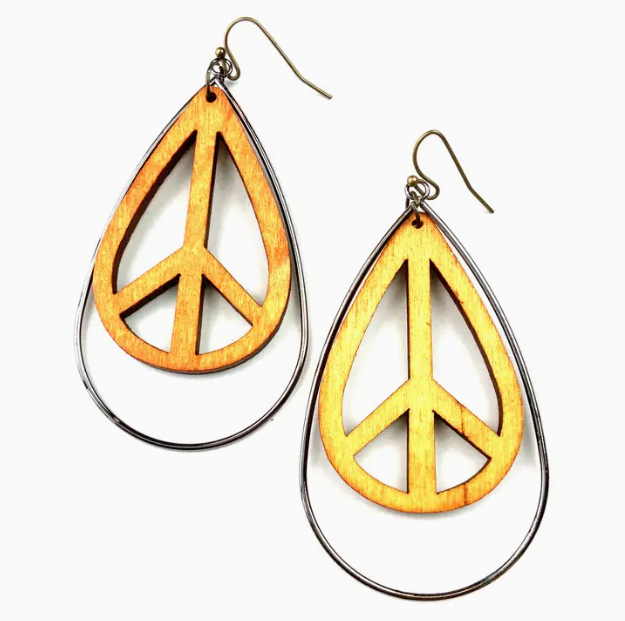 Earring Signs Colorful Peace Sign Teardrop Earrings | Bethel Woods Museum Store